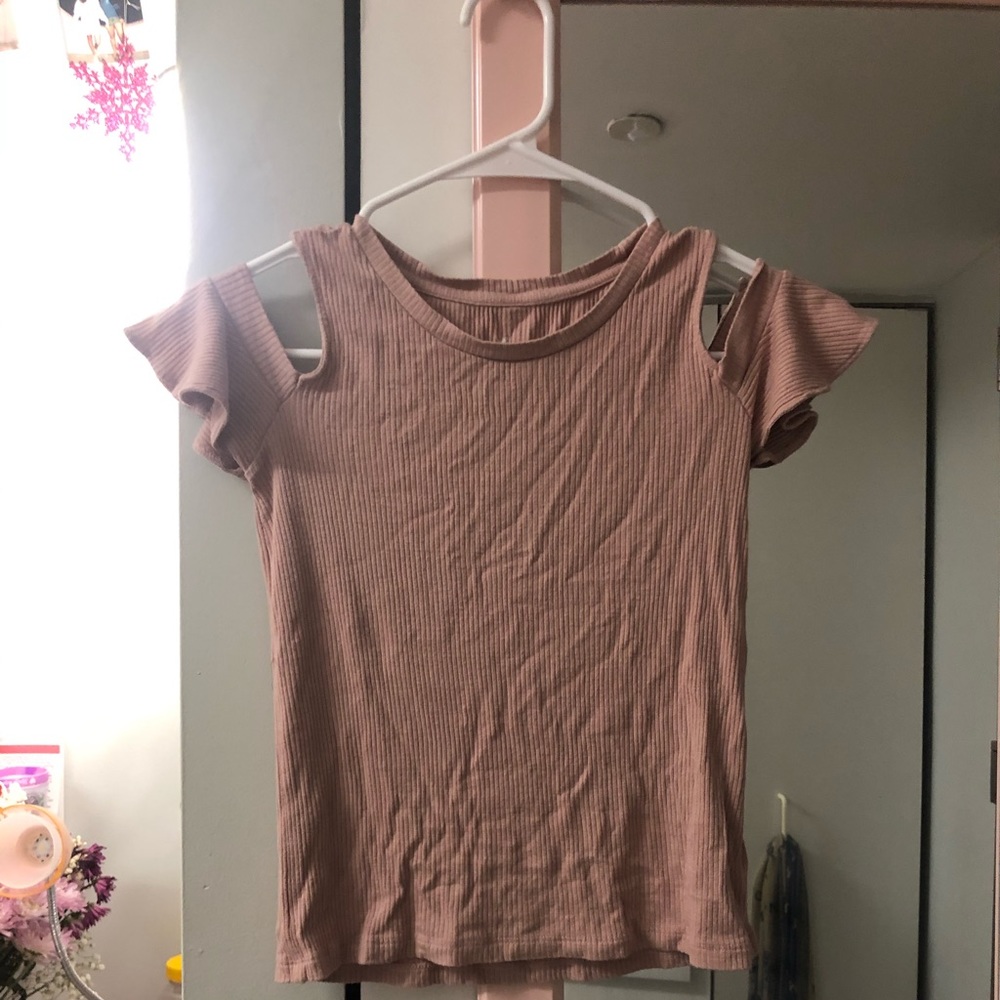 American eagle off the shoulder ribbed tee shirt